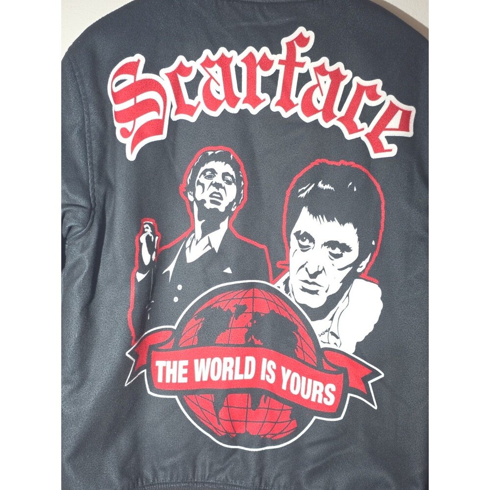 Reason X Scarface Tony Montana Varsity Jacket Black Red Mens Size Large - Picture 2 of 6